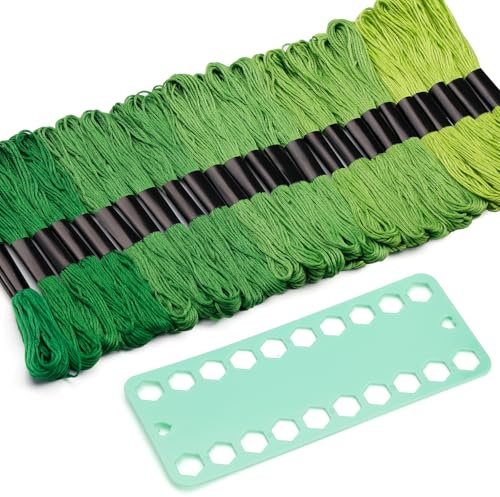 Benlay 25 fili da ricamo, filo verde embroidery con un fasciatoio, fili per cucito, ricamo, braccialetti dell'amicizia, artigianato, uncinetto