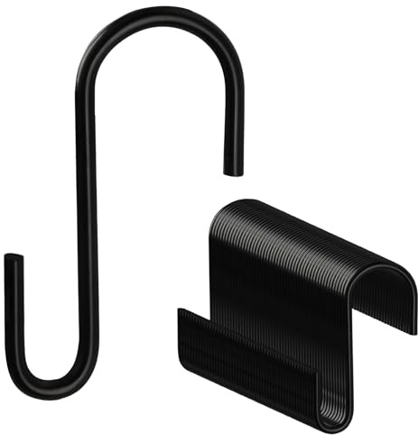 Meunhy 50 PCS Black S Shaped Hooks,Metal S Hooks for Hanging,Stainless Steel,Heavy Duty,for Home,Kitchen,Office,Workshop,Bathroom,Clothes,Fence,Plant