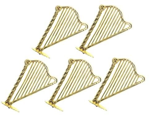 5stücke Kleiner Harfe aus Kunststoff 7,5x5x1cm Weihnachten Geschenkideen | Vintage Design, Glatte Oberfläche, Goldene Optik, für Puppenhausfiguren, Regale, Selbstgemacht Projekte und Musikräume