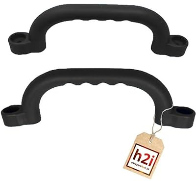 h2i Haltegriffe aus wetterfestem HDPE – stabile, angenehm geformte Griffe inkl. Montageschrauben, ideal für sichere Aufstiege an Outdoor‑Konstruktionen – schwarz