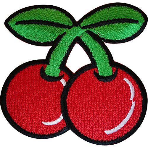 Embroidered Iron On Red Cherry Patch Sew On Badge Embroidery Biker Rockabilly