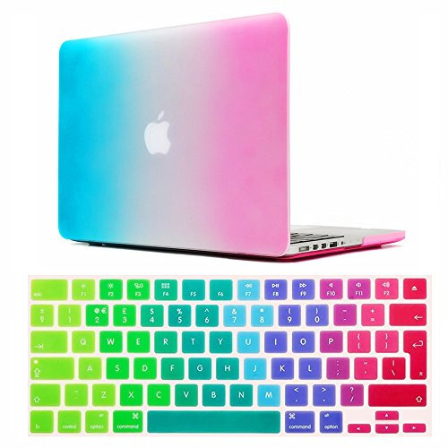 Se7enline Compatible with Macbook Pro 13 Case Matte Hard Shell Case for 2010-2012 Macbook Pro 13 inch A1278 (CD-Rom) with EU/UK Layout Silicone Keyboard Cover, Rainbow