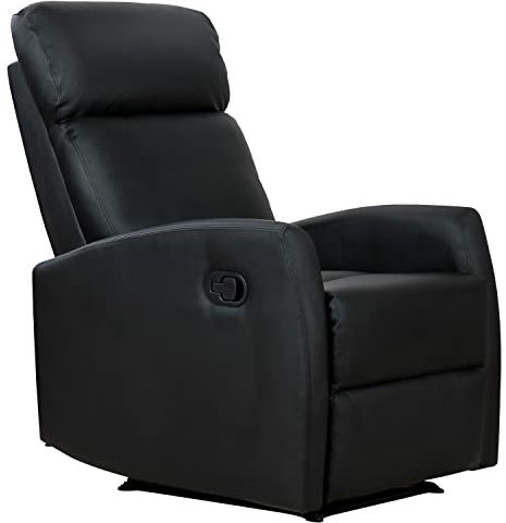 HOMCOM Fauteuil de Relaxation inclinable 170° avec Repose-Pied Ajustable revêtement synthétique Noir