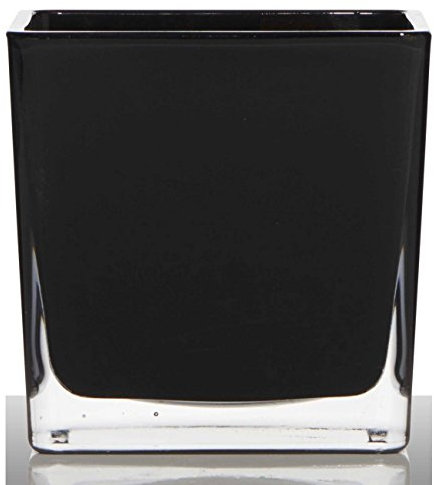 Teelichthalter, Dekoglas WÜRFEL Cube Black H. 6cm 6x6cm schwarz Hakbijl