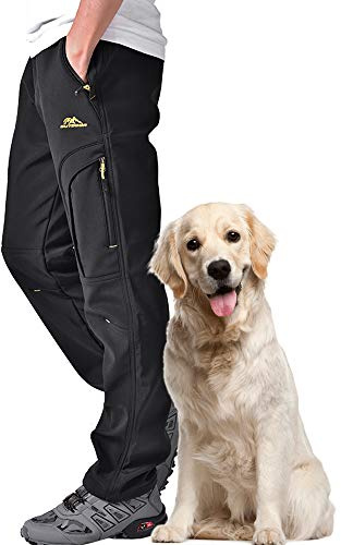 Toomett Men's Snow Hiking Camping Pants Outdoor Ski Fleece Lined Waterproof Softshell Cargo Gear MTB Pants MH4409,Black,US 34