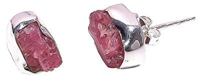 Ohrstecker aus 925er Sterlingsilber, natürlicher roher roher Turmalin, handgefertigt, Damenschmuck, RSSE566