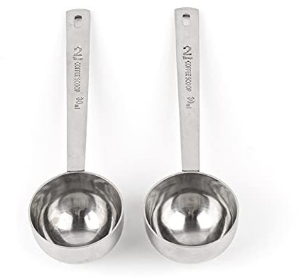 AUEAR - Juego de 2 cucharas medidoras para café (30 ml, Acero Inoxidable 304, Mango Largo)