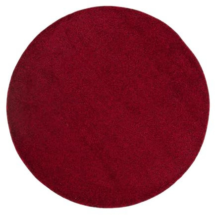 Carpetsale24 Teppich Rund 160 cm Rot, Kurzflor, Einfarbig, Modern, Pflegeleicht, rutschfest, Weicher Bodenteppich für Wohnzimmer, Schlafzimmer, Essbereich