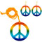 Oblique Unique® Hippie Peace Kette + Ohrringe 70er Jahre Flower Power Kostümaccessoire Set für Fasching Karneval Motto Party Feier
