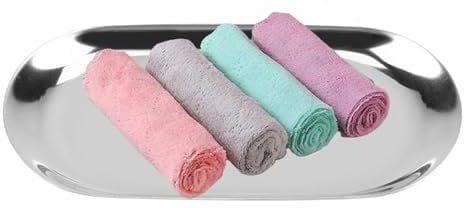 Bandejas Decorativas, Vaciabolsillos Multifuncional Acero Inoxidable, Frutas Bandeja Ovalada Cosméticos Joyas Organizador de Artículos Pequeños para Dejar Llaves Decoracion Hogar, 8 X 18cm (S-Plata)