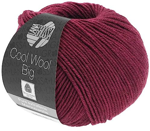 LANA GROSSA Cool Wool Big | Extrafeine Merinowolle waschmaschinenfest und filzfrei | Handstrickgarn aus 100% Schurwolle (Merino) | 50g Wolle zum Stricken & Häkeln | 120m Garn FB 1000