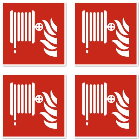 Wandhydrant Brandschutzzeichen: F002 - DIN EN ISO 7010 / ASR A1.3 - Aufkleber: 10 cm, 4 Stück