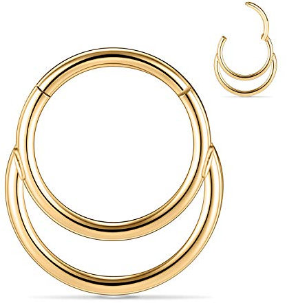 AROWRO 16G Septum Nasenring Septum Daith Helix Conch Piercing Schmuck Septum Daith Schmuck Septum Hoop Septum Piercings Septum Clicker Edelstahl Nasenringe Hoop 10mm Knorpel Daith Helix Ohrringe Gold