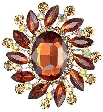 Clearine Ovale Österreichische Kristall-Strass-Brosche für Damen Lila Gold-Ton