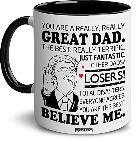 BECHUSKY Dad Mug 11oz & 15oz Ceramic Novelty Coffee Cup You Are A Really Great Dad Funny Gift For Daddy Papa From Daughter Son Wife On Fathers Day Christmas Birthday