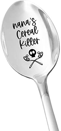 Nana's Cereal Killer Löffel – Müsliebhaber Edelstahl Gravierter Löffel Lustiges Frauen Geschenk für Weihnachten Geburtstag