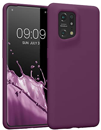 kwmobile Handyhülle für Oppo Find X5 (5G) Hülle - Case Silikon - Kabelloses Laden - Schutzhülle Cover in Bordeaux Violett