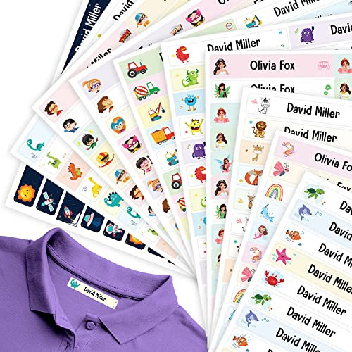 60 x Name Tags for Clothes for Care Home (46 x 8 mm) Waterproof Iron on Name Labels for Clothes Labels for Kids Papa Prints®