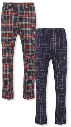 FM London Mens (2-pack) Pyjama Bottom, Navy/Burgundy, M UK