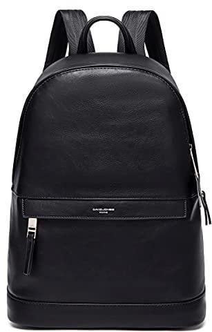 David Jones - Herren Rucksack - Mann Backpack - Kunstleder Laptoptasche 13 Zoll PC - Daypack Schultasche Alltag Arbeit Büro Schule - Multifunktional Stadttasche Elegant Schwarz