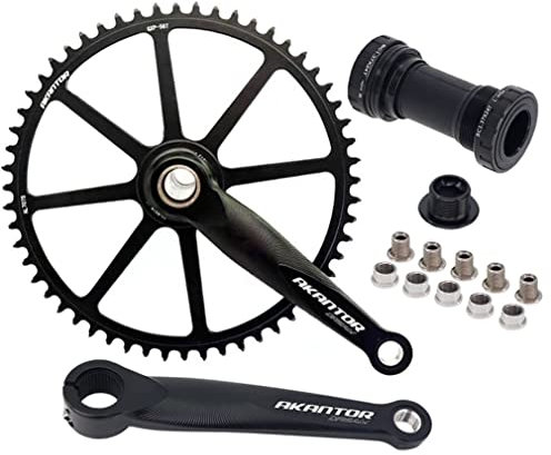 QHIYRZE Rennrad-Kurbelgarnitur 170-mm-Kurbelarmsatz Hohle Integrierte Kurbelgarnitur Mit BB-einzelnem Rundem GXP-Kettenblatt 52T 56T-Kurbelgarnitur for BMX/Faltrad (Color : Black 52T)