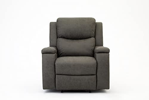 Home Detail Collins Recliner Armchair, Grey Air Leather | Manual Recliner, Grey, PU Faux Leather, Settee