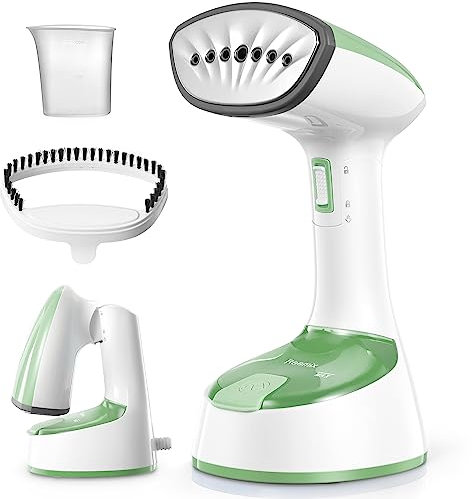 Reemix Steamer for Clothes, Folding Handheld Design Garment Wrinkles Remover, 20g/min Strong Penetrating Steam, 25-Sec Fast Heat-up, for Home, Office and Travel (Green)