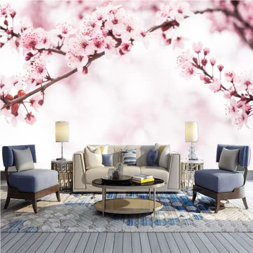 GIVLWF Papier Peint Panoramique Cerisier, Printemps Rose Déco de La Maison - pour Salon Chambre D'enfant Décoration Murale 400 x 280 cm