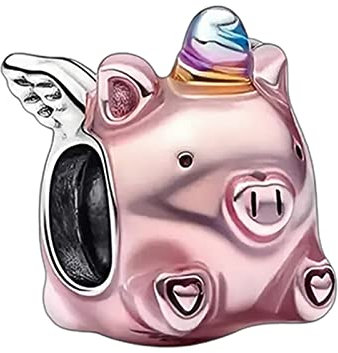 Annmors 925 Sterling Silber Bead Charms für Europäische Armbänder und Halskette Flying Unicorn Pig Perlen mit 5A Zirkonia, Weihnachten, Valentinstag, Muttertag, Geschenkanhänger für Frauen und Mädchen