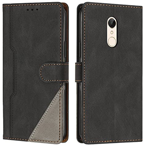 Radoo Cover per Xiaomi Redmi 5, Custodia in PU Pelle Portafoglio Flip Chiusura Magnetica Antiurto Funzione Scomparti, con Slot Schede Supporto Pieghevole per Xiaomi Redmi 5 (Nero)