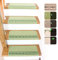 FuKuEn Teppich Stufenmatten Ohne Kleben mit Vakuum-Tech-Greifern Antirutsch Treppenstufen Matten für Holzstufen Fliesenstufen Waschbar Stufenmatten Grün 7 Stück 55 x 21 cm mit 4 cm Blending