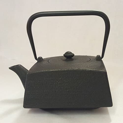 Teiera tradizionale in ghisa stile asiatico giapponese (quadrato standard, 0,8 l, nero)
