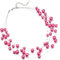 FULU AUTUMN Boho Perlenkette Damen Silber Statement Kette Mehrreihige Modeschmuck Geburtstagsgeschenk für Frauen(Hot pink)