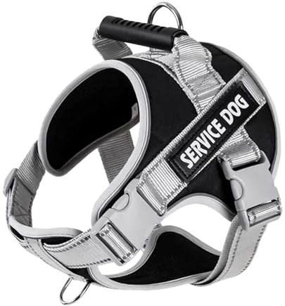 AiTodos® Anti-Pull-Hundegeschirr M, Schwarz und Grau, Einfach zu Tragendes, Verstellbares, Atmungsaktives Taktisches Geschirr für Mittelgroße Hunde, Langlebige Reflektierende Weste.