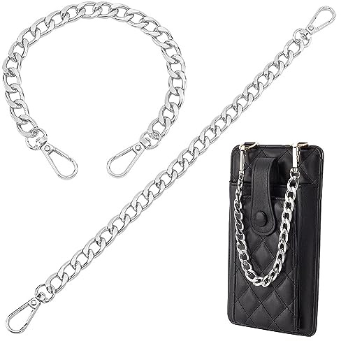 PH PandaHall 2pcs Silberne Taschenriemen Verlängerungskette Metall 30.5cm | Kurze Geldbörsen Flacher Kettenriemen Ersatz Für DIY Metall Schulterhandtasche Handgelenktasche Verlängerte Umhängetaschen