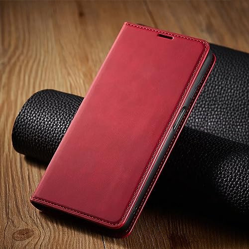 Lederhülle für Samsung Galaxy A54 A53 A34 A33 A14 A13 A12 A22 A32 A52s A6 A7 A10 A20e A40 A50 A70 A80 A01 A21s A31 A41 A51 A71, rot, für A14 (4G) (5G)