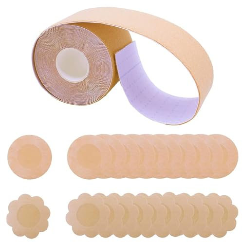 CHLDYCST Klebe BH Push Up Große Brust Boob Tape, Boob Tape Boobietape, Trägerlose Abendkleider Rückenfrei,Ballkleid oder Hochzeitskleid,mit 10 Paar Nippelpads