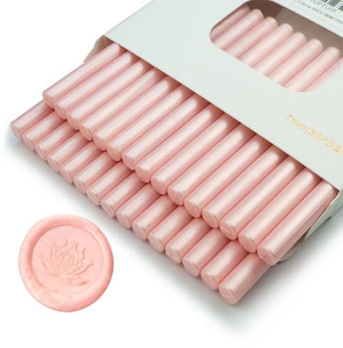 Wachs-Siegel-Stick, Ioggtser 30PCS Mini Klebepistole Wachs-Siegel-Stick für Wachs-Siegel-Stempel, Siegel-Wachs-Sticks für Hochzeit Einladungen, Karten, Umschläge (Pearlescent Pink)
