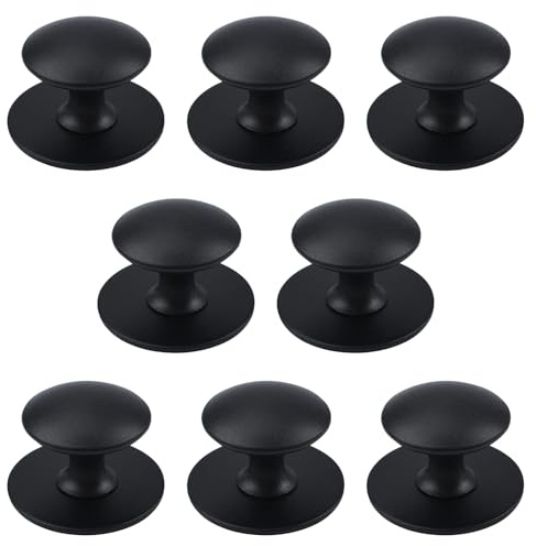 MOROBOR Adhesive Cabinet Knobs, 8 PCS Self-Stick Instant Kitchen Cabinet Drawer Pulls Stainless Steel Knobs for Windows, Wardrobes, Cabinets, Drawers (Matte Black)