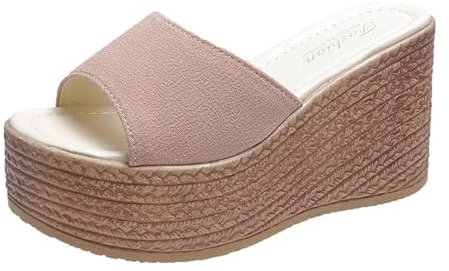 ENEN Sandali Zeppe Estive Donna, Eleganti Ciabatte Mare Ciabatte Aperte Platform con Alti Zeppe Sandali Donna Estive Comode con Zeppa Alto per Spiaggia e Piscina