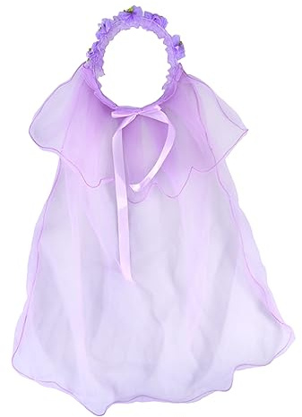 Mädchen Spitzenhochzeitsschleier 70cm Tüll Kranzhaarband | Violett, Zweilagig, Klassisch Elegant für Hochzeit und Abendparty, Leicht und Formstabil