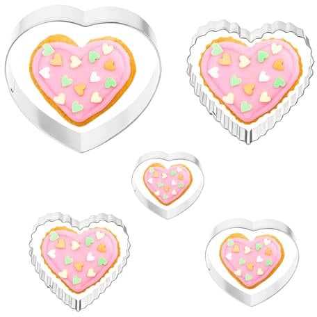 5 Stück Herzausstecher Ausstechformen Herz Set Edelstahl Ausstecher Herz Plätzchenausstecher Mini Herzförmige Keksausstecher für Kekse Fudge Brotfrüchte, 5 Größen