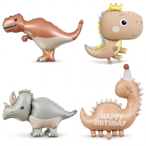 Dinosaurier Folienballon, 4 Stücke Dino Helium Ballon,Dino geburtstag deko,XXL Tiere Folienballon,Dschungel Party Dekoration Geburtstagsgeschenk