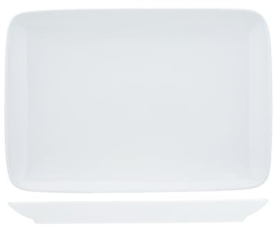Cosy & Trendy Lot de 4 Assiettes rectangulaire en Porcelaine, Essentials, 30x21 Cm, Blanc