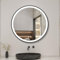 Biubiubath Rund LED Badspiegel 80cm Touch/Wandschalter Beschlagfrei 3 Lichtfarbe+Dimmbar Badezimmerspiegel mit Schwarz Rahmen Wandspiegel IP44