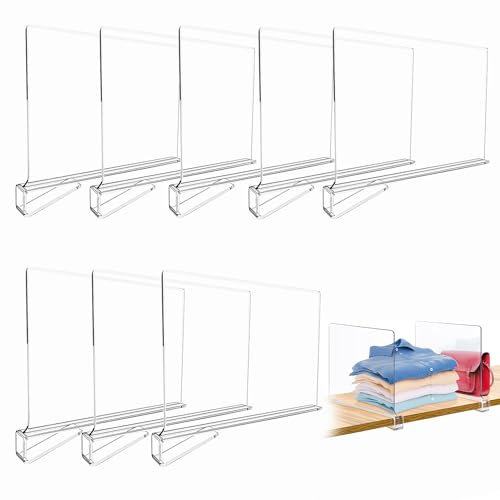 8 Piezas Separadores de Bolsos para Armarios, Organizador Armario Acrílico Transparente Separador Estanteria,Organizador Armario Ropa, Organizador Transparente, para Dormitorio, Armarios(Portable)