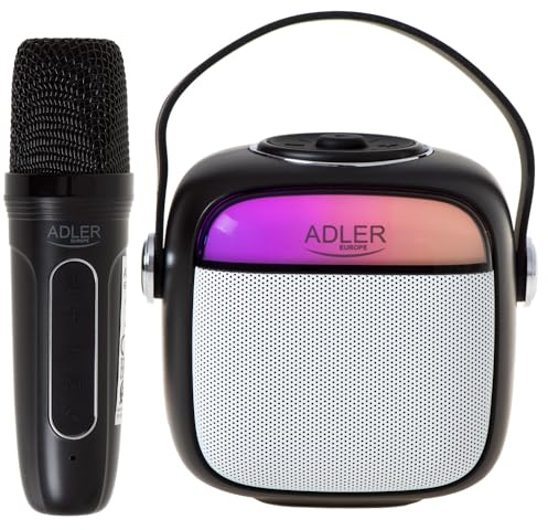 Adler Drahtloser Lautsprecher mit Mikrofon für Karaoke Bluetooth AD 1199 B 4 Sprachmodulationen und Originalstimme 8 Stunden Laufzeit