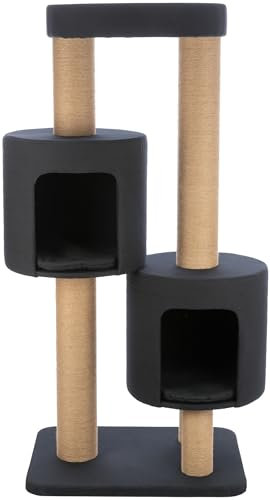 TRIXIE Kratzbaum XXL Teites 128 cm in weiß/grau – großer Katzenbaum mit Zwei gemütlichen Höhlen und Wendekissen, komfortabel & stabil – 44719