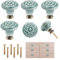 Taoduod 6PC Green Ceramic Drawer Knobs 35x30mm Green Ceramic Vintage Cabinet Knobs Embossed Furniture Handle Green Kitchen Wardrobe Knobs Pulls Vintage Flower Cabinet Knob with Screws