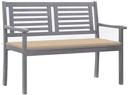 Gecheer 2-Sitzer Gartenbank mit Auflage Parkbank Holzbank Außenbank Outdoor Bank Terassenbank Bananenbank Gartenmöbel Terrassenbank Balkonbank Sitzbank 120 x 60 x 89 cm (B x T x H) Massives